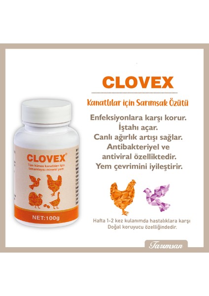 Clovex Kuşlar Için Doğal Koruyucu 100 GR fiyatları