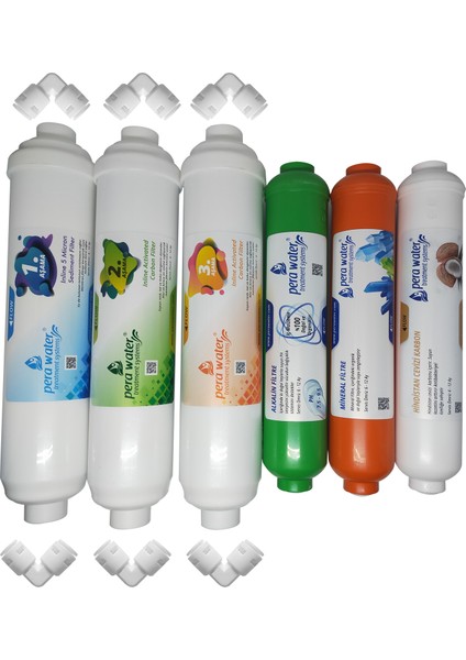 Kapalı Kasa Su Arıtma Cihazlarına Uygun Mebransız 6 Lı Mineral+Alkali Filtre Seti