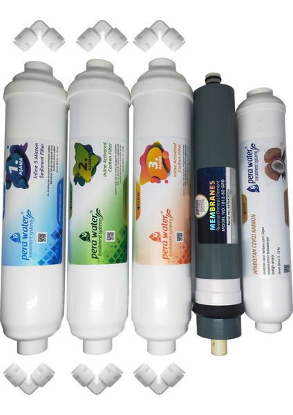 Kapalı Kasa Su Arıtma Cihazlarına Uygun Platinium 80 Gpd Inline 5 Li Filtre Seti