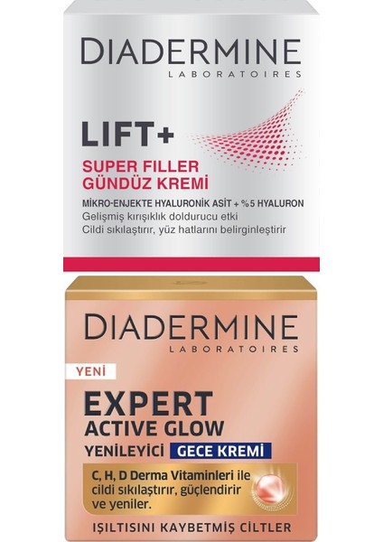 Expert Active Glow Yenileyici Gece Kremi+Lift+ Superfiller Gündüz Kremi