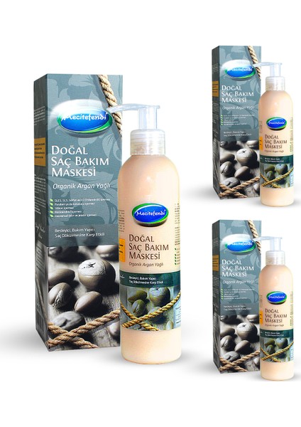 Organik Argan Yağlı Doğal Saç Bakım Maskesi 250 ml x 3 Adet