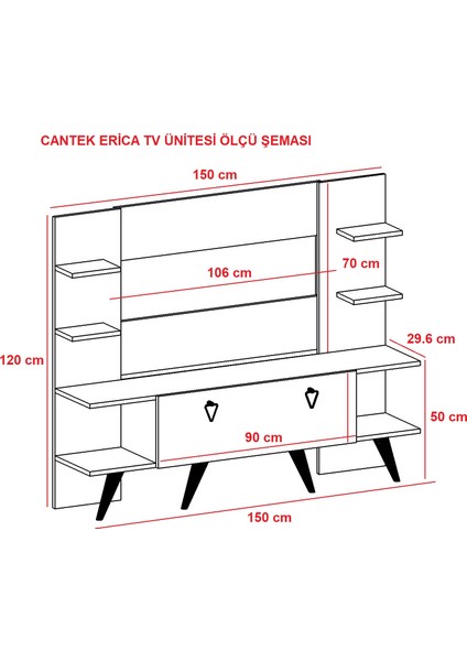 Erica Tv Ünitesi Beyaz-Ceviz