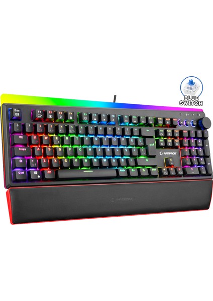 KB-R97 X-Tracer Mekanik Rgb Aydınlatmalı Blue Switch Gaming Oyuncu Klavye