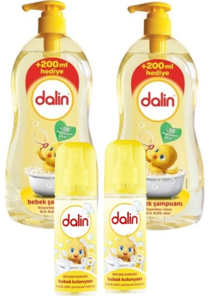 900 ml Şampuan x 2 Adet + Dalin Bıcı Bıcı Kolonya x 2 Adet