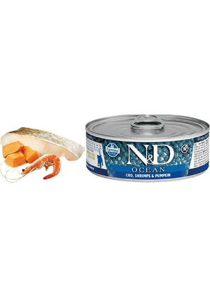 N&d Ocean Tahılsız M.balıklı Karidesli Yavru Kedi Konservesi 80 gr x 12 Adet