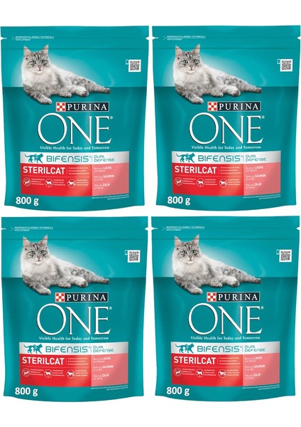 Purina One Somonlu Sterilised Kedi Maması 800 gr 4 Adet