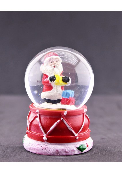Noel Baba ve Hediye Paketleri Temalı Mini Boy Işıklı Yılbaşı Kar Küresi 6.5 cm F