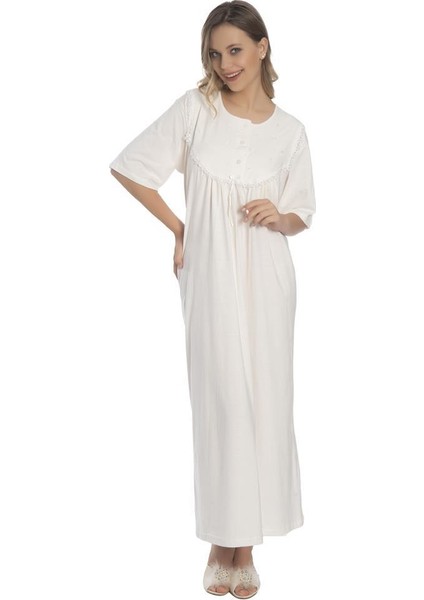 Akala-Dy Pamuklu Kısa Kol Penye Kadın Gecelik 9009