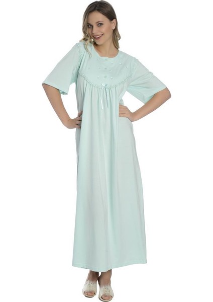 Akala-Dy Pamuklu Kısa Kol Penye Kadın Gecelik 9009