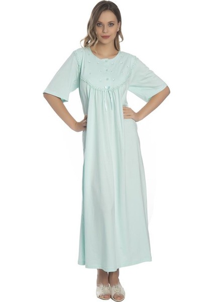 Akala-Dy Pamuklu Kısa Kol Penye Kadın Gecelik 9009