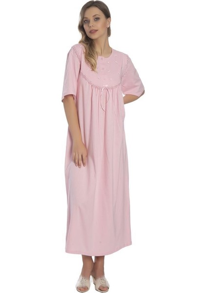 Akala-Dy Pamuklu Kısa Kol Penye Kadın Gecelik 9009