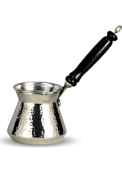 Bakır Cezve Ahşap Sap Kalın Dövme Nikelli Topak 500 ml