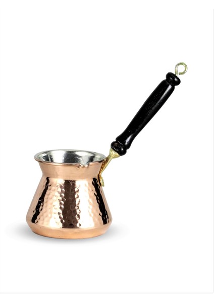 Bakır Cezve Ahşap Sap Kalın Dövme Topak 8-9 Fincanlık 500 ml