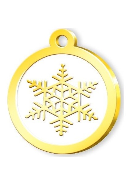 Altın Kaplama Kar Tanesi Künye - Beyaz