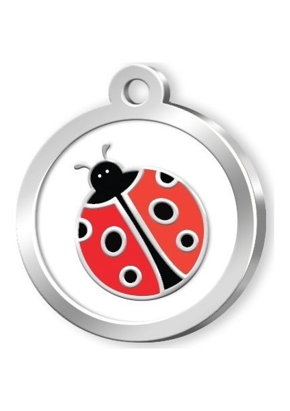 Mineli Seri Uğur Böceği Desenli Künye Beyaz