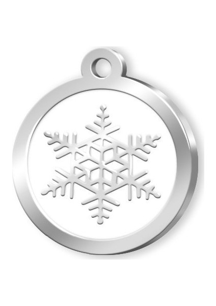 Mineli Seri Kar Tanesi Desenli Künye Beyaz