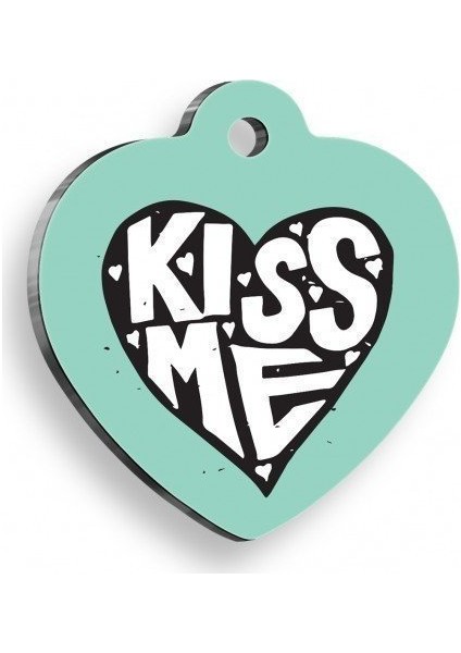 Kiss Me Kalp Kedi ve Köpek Künyesi Medium: 3,2 x 3,5 Cm.