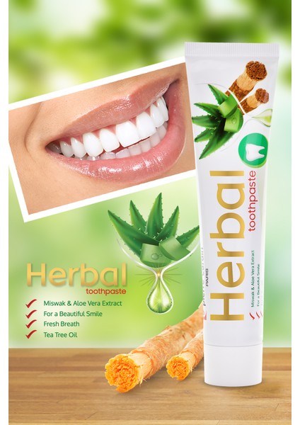 Aloe Vera & Misvak & Çay Ağacı Özlü Bitkisel Diş Macunu - 75 ml