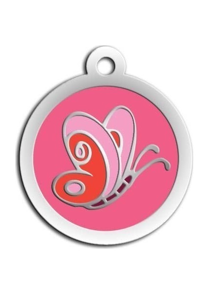 Mineli Seri Kelebek Desenli Künye (Pembe)