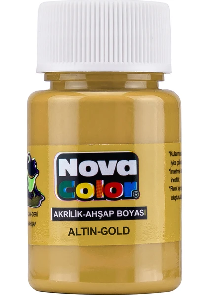 Nova Color Şişe Akrilik Boya 30 ml Yaldızlı Altın NC-234