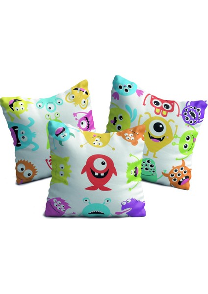 Sevimli Canavar Figürlü Üçlü Yastık Kılıfı Seti fiyatları