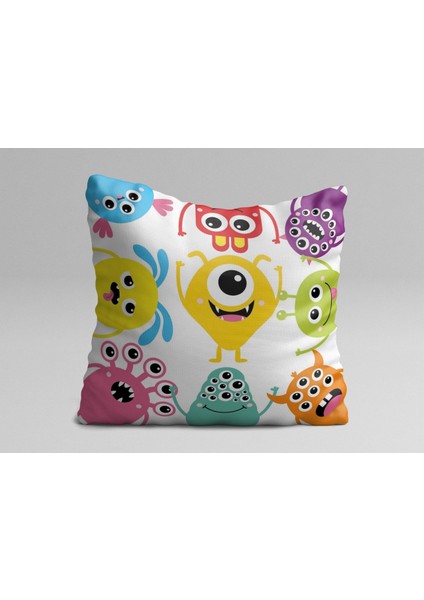 Sevimli Canavar Figürlü Üçlü Yastık Kılıfı Seti modelleri