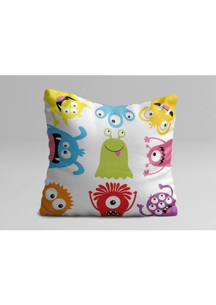 Sevimli Canavar Figürlü Üçlü Yastık Kılıfı Seti indirimleri