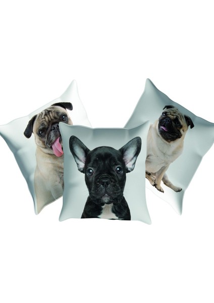 Köpek Figürlü Üçlü Yastık Kılıfı Seti fiyatları