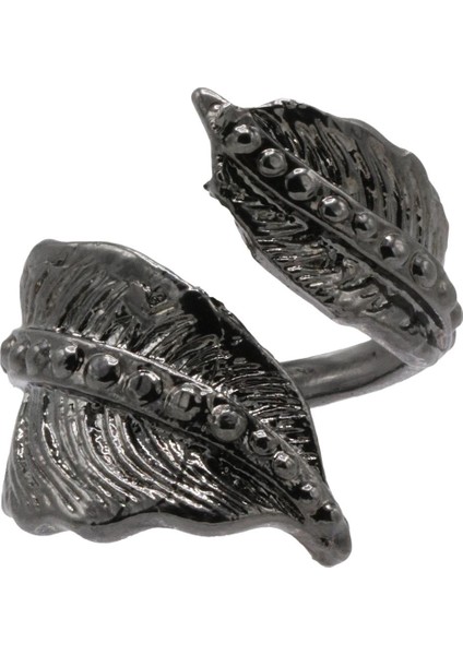 Kadın Antrasit Lak Kaplama Ayarlanabilir Yaprak Stilizesi Yüzük indirimleri