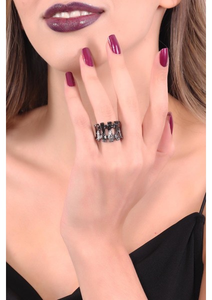 Kadın Antrasit Lak Kaplama Ayarlanabilir Çit Yüzük fırsatları