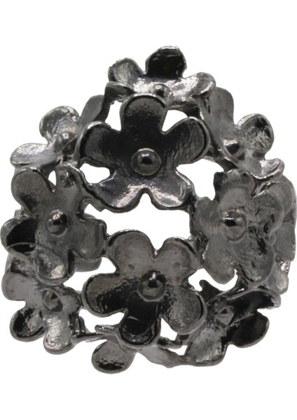 Kadın Antrasit Lak Kaplama Ayarlanabilir Kırçiçeği Yüzük indirimleri