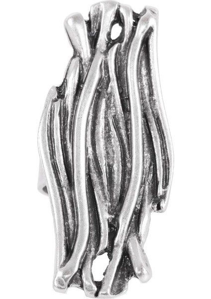 Kadın Antik Gümüş Kaplama Ayarlanabilir Yaprak Stilizesi Yüzük indirimleri