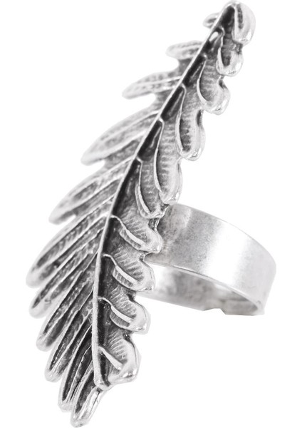 Kadın Antik Gümüş Kaplama Ayarlanabilir Yaprak Stilizesi Yüzük