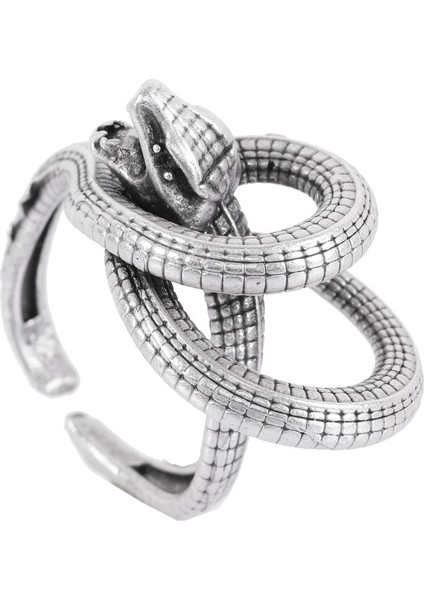 Kadın Antik Gümüş Kaplama Ayarlanabilir Yılan Formlu Yüzük