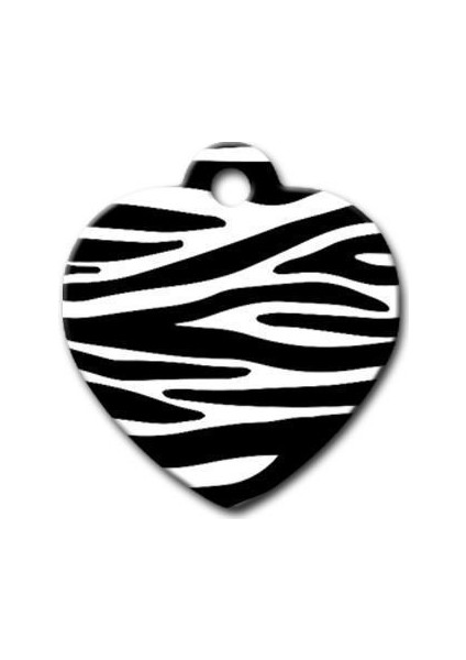 Zebra Desenli Kalp Kedi Köpek Künyesi Medium