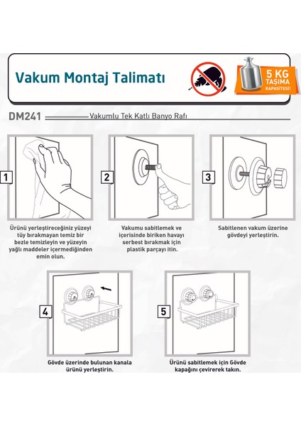 Vakumlu Tek Katlı Banyo Rafı Krom DM241 fırsatları