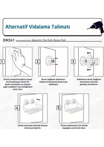 Vakumlu Tek Katlı Banyo Rafı Krom DM241 indirimleri