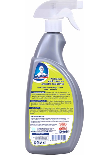 Paslanmaz Çelik Yüzey ve Ankastre Temizleyici 1000 ml fiyatları