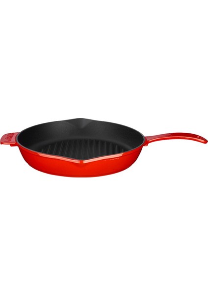 Döküm Izgara Tavası 28 cm Metal Saplı Kırmızı Lava Tava