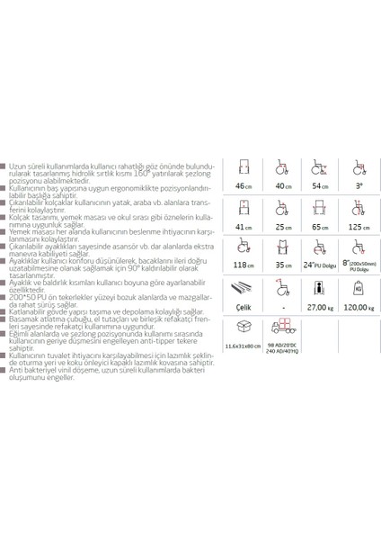 G124 Multi Fonksiyonel Tekerlekli Sandalye