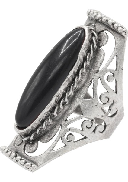 Kadın Antik Gümüş Kaplama Renkli Boncuk Detaylı Ayarlanabilir Otantik Yüzük modelleri