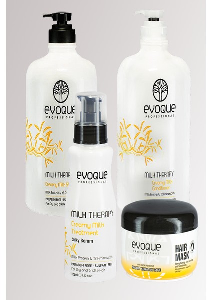 Milk Therapy Sülfatsız Şampuan 1000ML + Saç Kremi 1000ML +Saç Serumu+Saç Maskesi 500ML