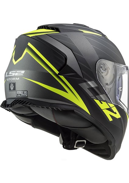 Storm Nerve Mat Siyah-Neon Sari Kask XXL fırsatları