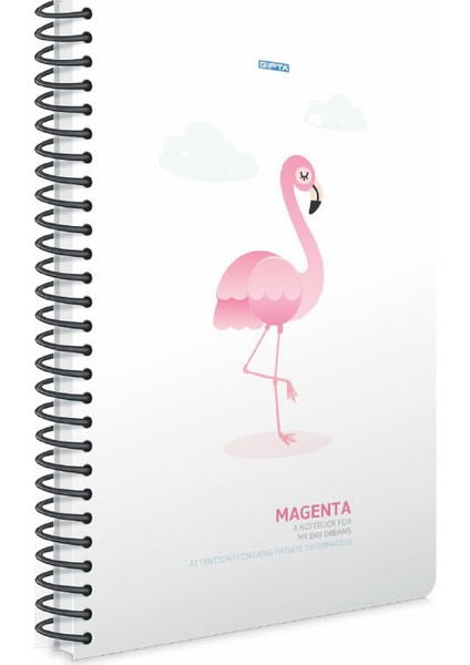 100 Yaprak Magenta Spiralli Plastik Kapak Defter 19 x 26 cm