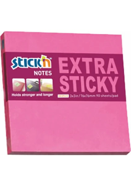 76 x 76 Stickn Extra Yapışkanlı Neon Pembe 90 Yaprak Not Kağıdı