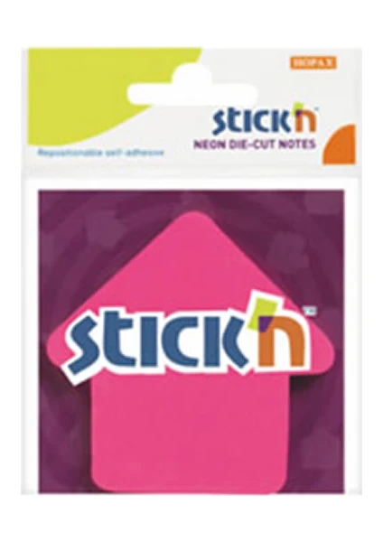 Stickn 70 x 70 Ok Şekilli Neon Pembe 50 Yaprak Yapışkanlı Not Kağıdı