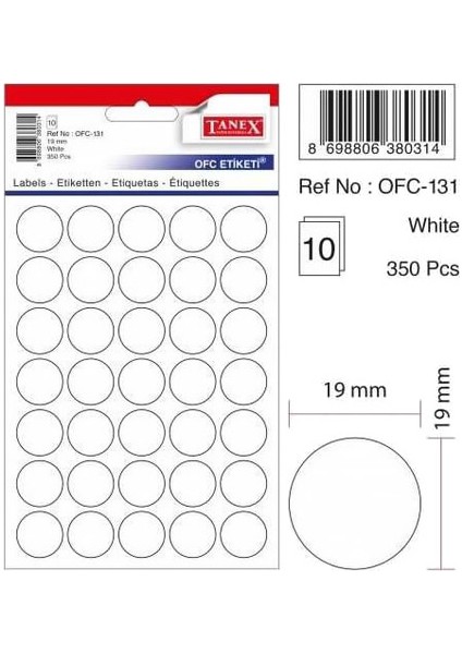 OFC-131 10 Adet Beyaz Ofis Etiketi