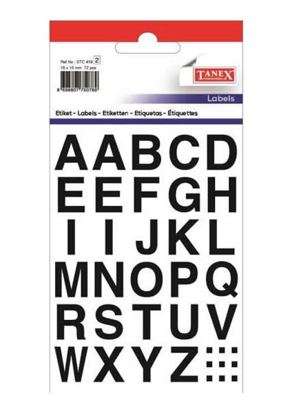 STC-419 2 Adet Şeffaf Harf Etiketi
