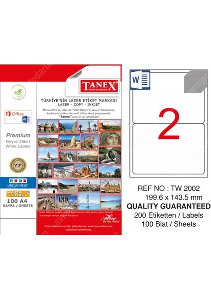 TW-2002 199,6X143,5 mm 100 Adet Lazer Etiket