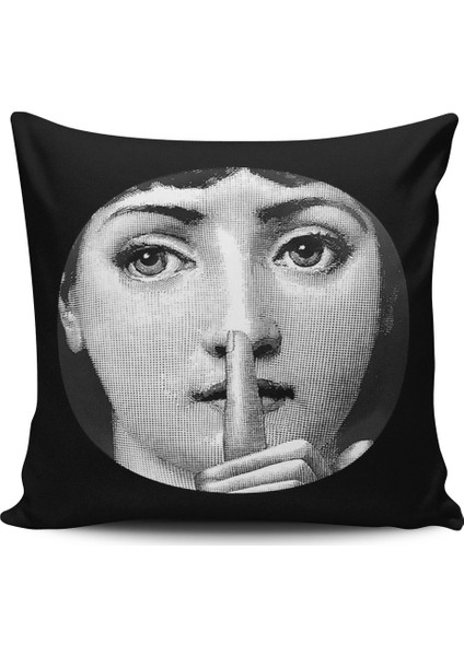 Fornasetti Figürlü Dijital Baskılı Kırlent Kılıfı